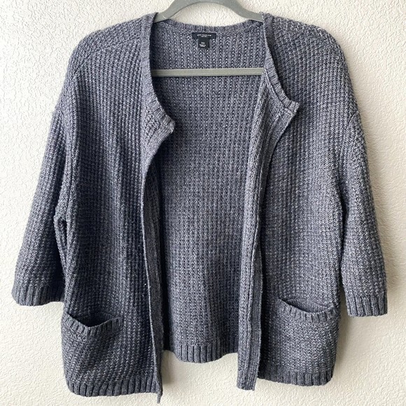 Ann Taylor Womens Cardigan Size XS Gray Wool Alpaca Open Front - Picture 1 of 8